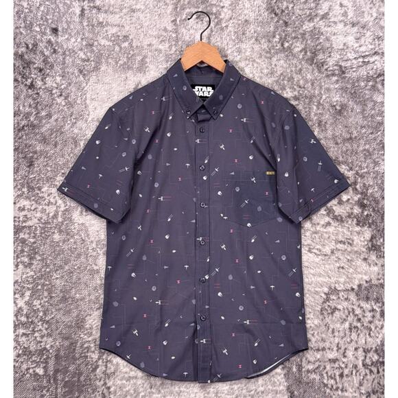 RSVLTS Other - RSVLTS Men's Short-Sleeve Navy Button-Down with Micro Icon Print